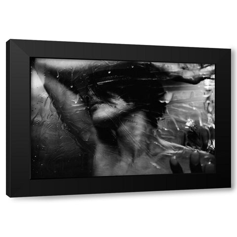 Girl Black Modern Wood Framed Art Print with Double Matting by Ishikura, Takaaki