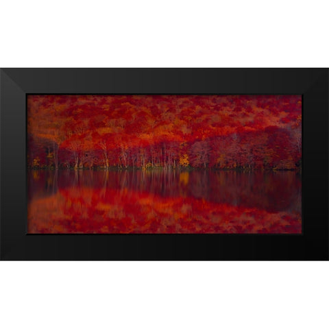 Burning red leaves Black Modern Wood Framed Art Print by Chen, Liang