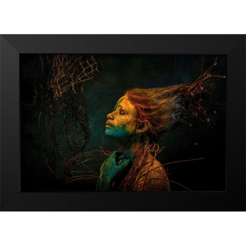MERMAID Black Modern Wood Framed Art Print by Paul, Dipankar