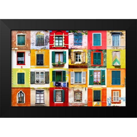 Twenty Four Windows Black Modern Wood Framed Art Print by Shrayer, Igor