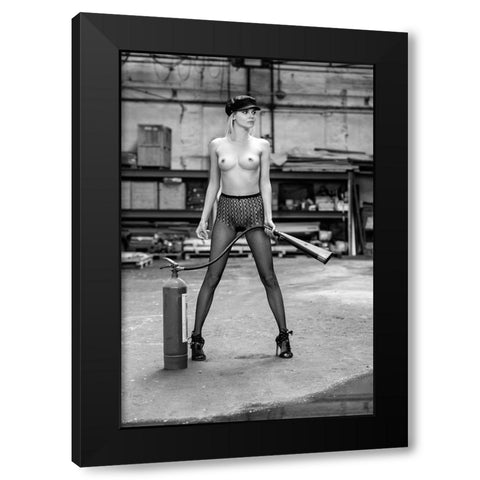 Lingerie Black Modern Wood Framed Art Print with Double Matting by Blasko, Jan