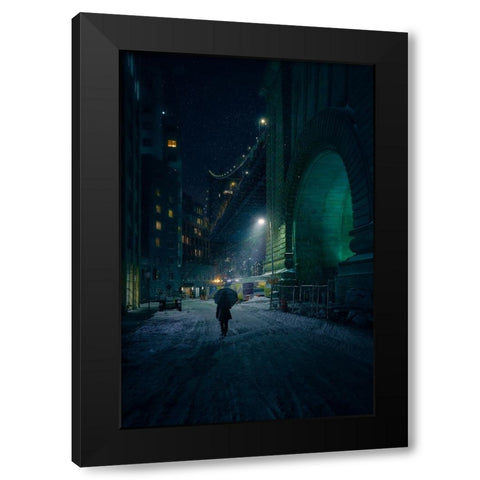 Under The Bridge Black Modern Wood Framed Art Print with Double Matting by De La, Javier