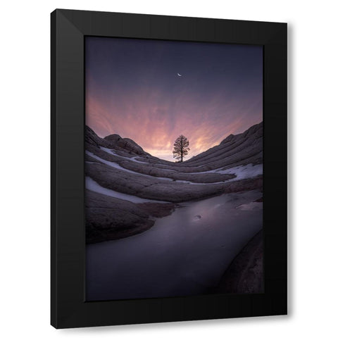 Night falls. Black Modern Wood Framed Art Print with Double Matting by Guan, Xiaopeng