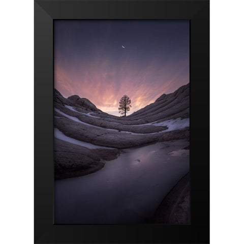 Night falls. Black Modern Wood Framed Art Print by Guan, Xiaopeng