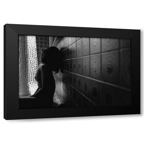 Afternoon Girl Black Modern Wood Framed Art Print with Double Matting by Ishikura, Takaaki