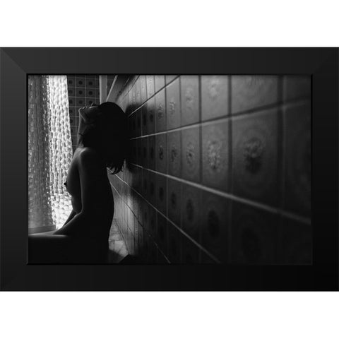 Afternoon Girl Black Modern Wood Framed Art Print by Ishikura, Takaaki