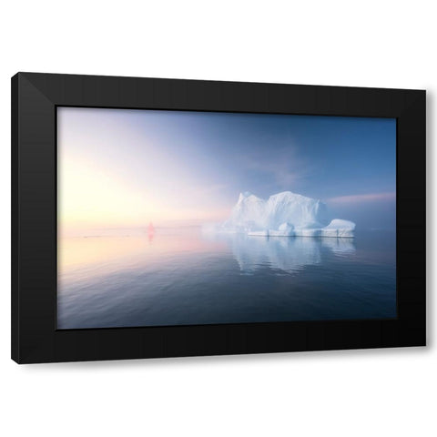 Red sail and blue ice Black Modern Wood Framed Art Print with Double Matting by Jiao, Yang