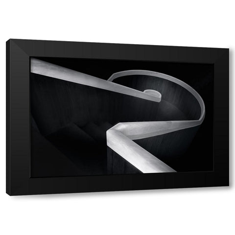 Round lines Black Modern Wood Framed Art Print with Double Matting by Azevedo, Olavo