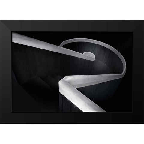 Round lines Black Modern Wood Framed Art Print by Azevedo, Olavo