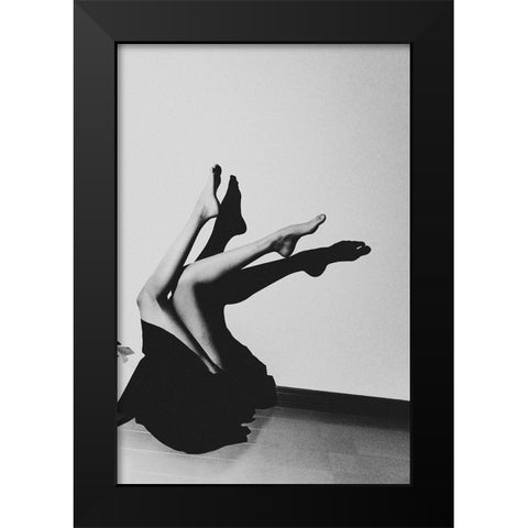 crane Black Modern Wood Framed Art Print by Sangan, Kurosaki