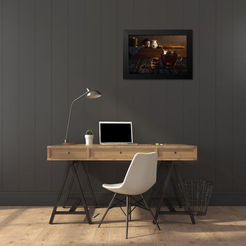 Splash Black Modern Wood Framed Art Print by Dhuper, Sumit