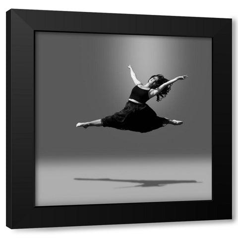 Straight Leap Black Modern Wood Framed Art Print with Double Matting by Wang, Bill