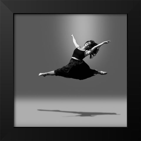 Straight Leap Black Modern Wood Framed Art Print by Wang, Bill