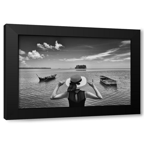 Sea and Sky Black Modern Wood Framed Art Print by Long, Kieron