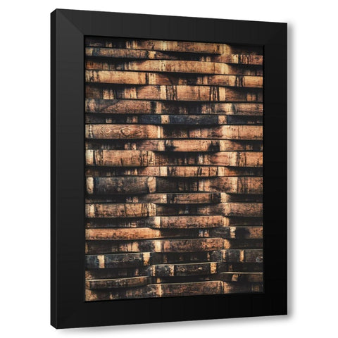 Wine Barrel Slats Black Modern Wood Framed Art Print by Mossholder, Tim