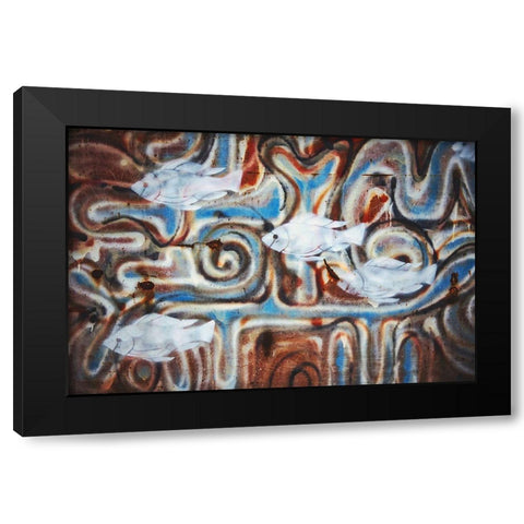 Fishies Black Modern Wood Framed Art Print by Mossholder, Tim