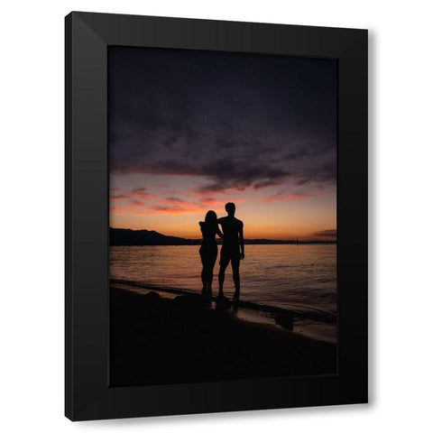 Couple Silhouette Black Modern Wood Framed Art Print by Mossholder, Tim