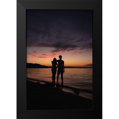 Couple Silhouette Black Modern Wood Framed Art Print by Mossholder, Tim