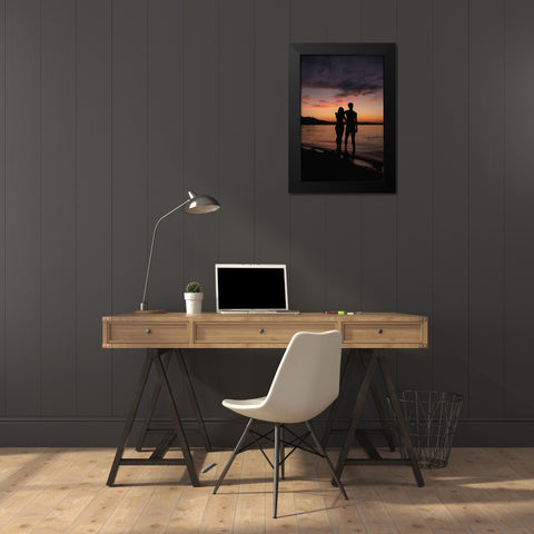 Couple Silhouette Black Modern Wood Framed Art Print by Mossholder, Tim