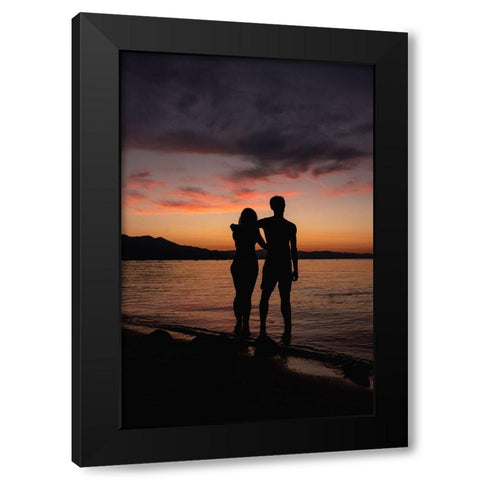 Couple Silhouette Black Modern Wood Framed Art Print by Mossholder, Tim