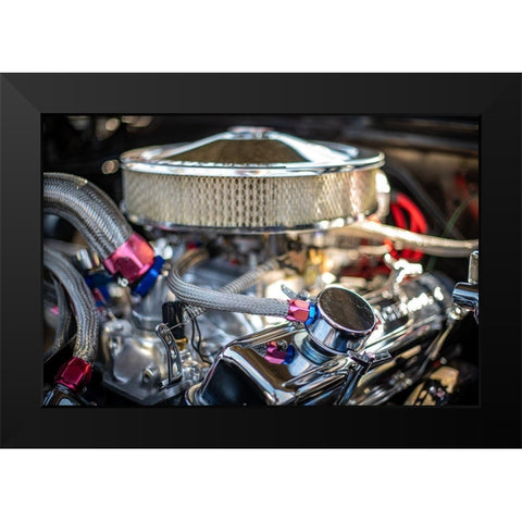 Auto Engine Black Modern Wood Framed Art Print by Mossholder, Tim