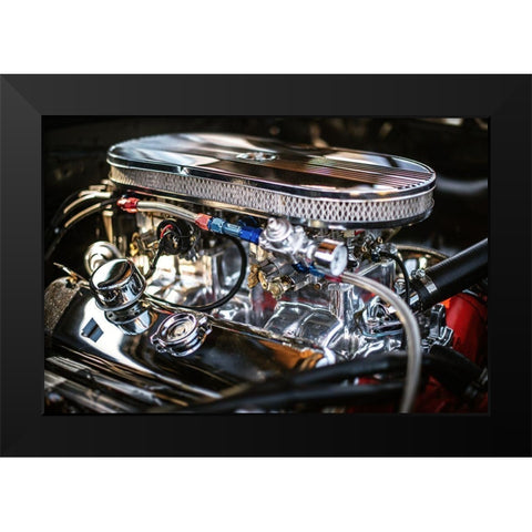 Auto Engine Black Modern Wood Framed Art Print by Mossholder, Tim