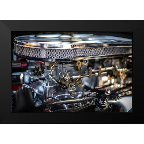 Auto Engine Black Modern Wood Framed Art Print by Mossholder, Tim