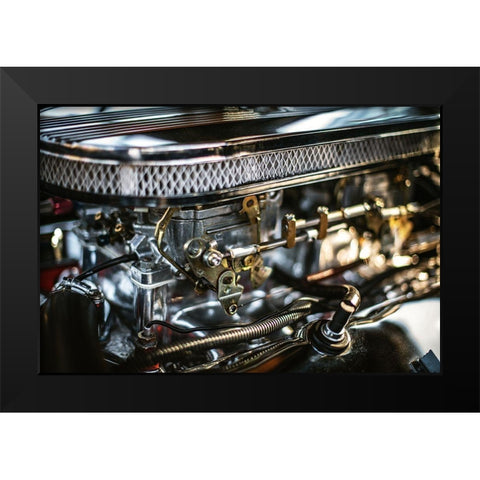 Auto Engine Black Modern Wood Framed Art Print by Mossholder, Tim