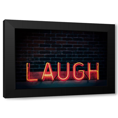 Laugh in Neon Black Modern Wood Framed Art Print with Double Matting by Mossholder, Tim