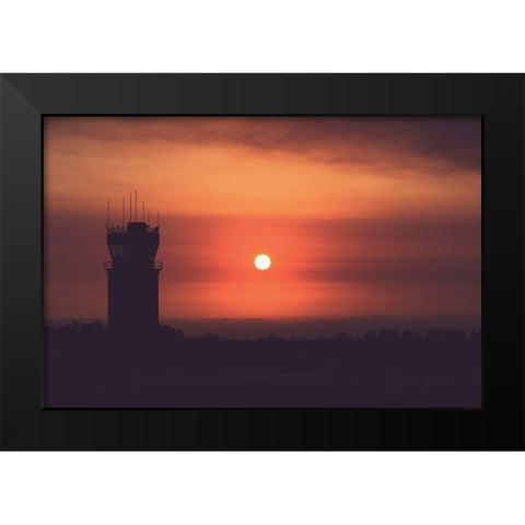 Orange Airport Black Modern Wood Framed Art Print by Mossholder, Tim