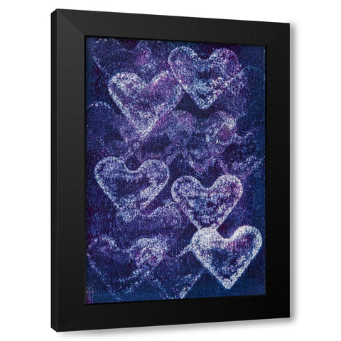 Painted Hearts Black Modern Wood Framed Art Print with Double Matting by Mossholder, Tim