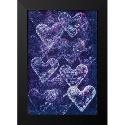 Painted Hearts Black Modern Wood Framed Art Print by Mossholder, Tim