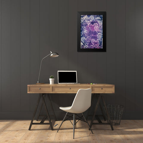 Painted Hearts Black Modern Wood Framed Art Print by Mossholder, Tim