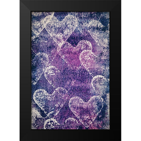 Painted Hearts Black Modern Wood Framed Art Print by Mossholder, Tim