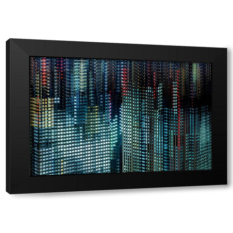 tokyo layers Black Modern Wood Framed Art Print with Double Matting by Makoto, Sasaki