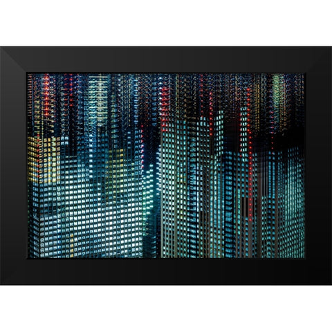 tokyo layers Black Modern Wood Framed Art Print by Makoto, Sasaki