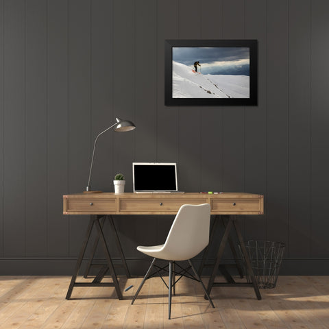 Freeride Ski Black Modern Wood Framed Art Print by Szabo, Attila