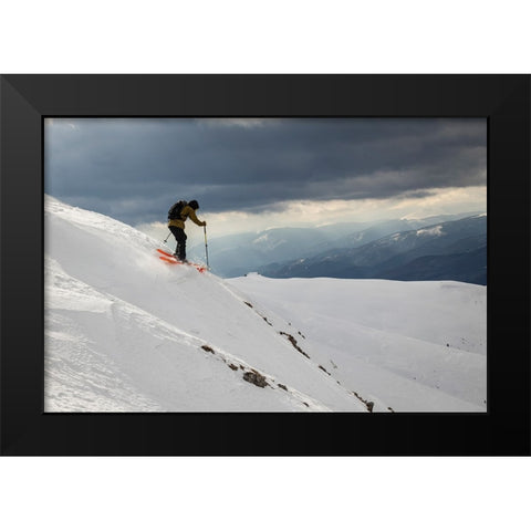 Freeride Ski Black Modern Wood Framed Art Print by Szabo, Attila