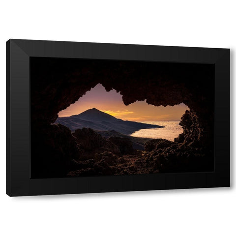 vulcano carve Black Modern Wood Framed Art Print with Double Matting by Inderst, Rainer
