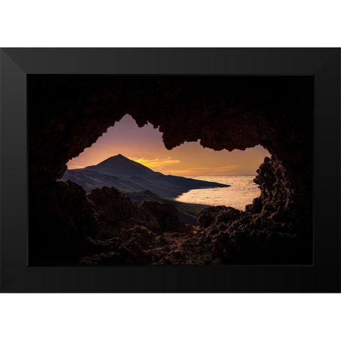 vulcano carve Black Modern Wood Framed Art Print by Inderst, Rainer