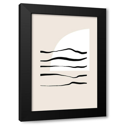 Sunset and Waves Black Modern Wood Framed Art Print with Double Matting by Sawall, Anastasia
