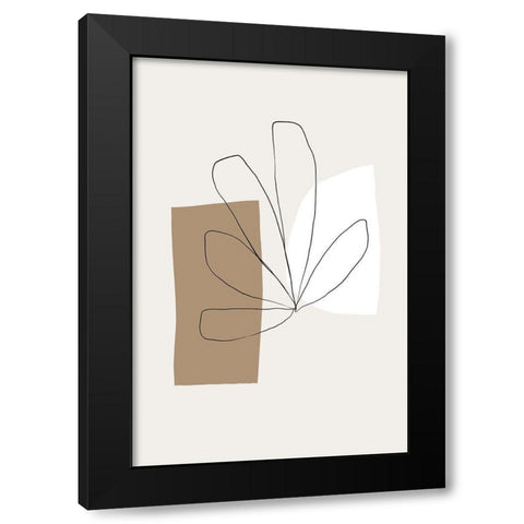 Flower and Shapes Black Modern Wood Framed Art Print with Double Matting by Sawall, Anastasia
