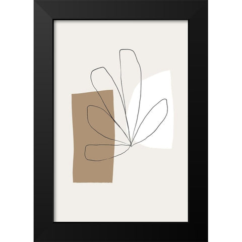 Flower and Shapes Black Modern Wood Framed Art Print by Sawall, Anastasia