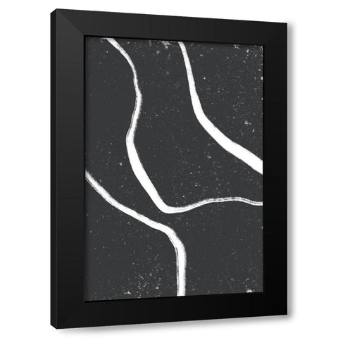 White Lines Black Modern Wood Framed Art Print with Double Matting by Sawall, Anastasia