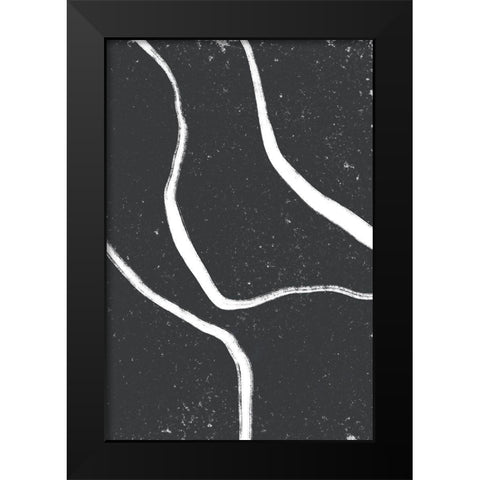 White Lines Black Modern Wood Framed Art Print by Sawall, Anastasia