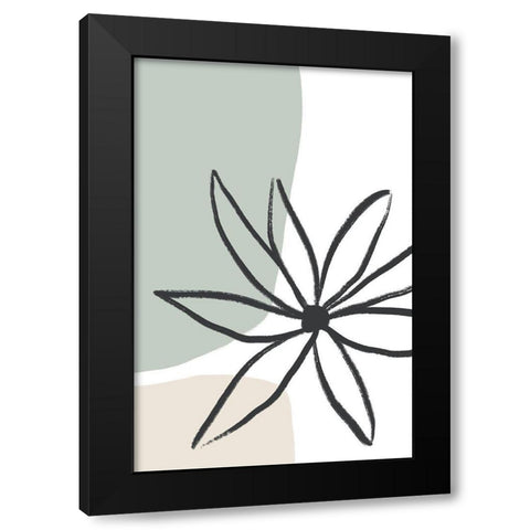 Flower Mint and Cream Black Modern Wood Framed Art Print by Sawall, Anastasia