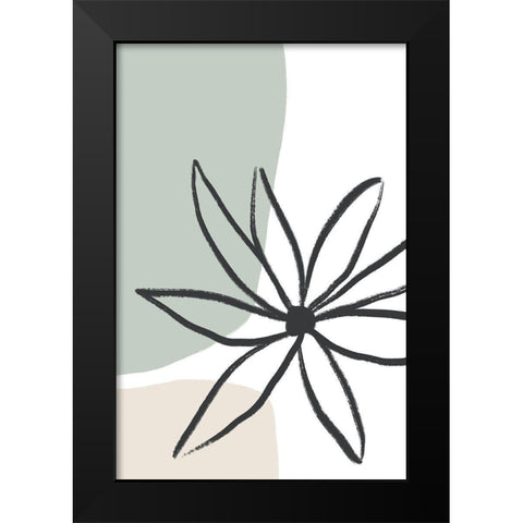 Flower Mint and Cream Black Modern Wood Framed Art Print by Sawall, Anastasia