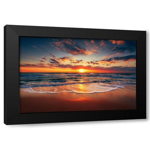 Sunrise on the beach Black Modern Wood Framed Art Print by Valkov, Valentin