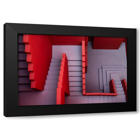 Muralla Roja #16 Black Modern Wood Framed Art Print with Double Matting by Wride, Linda