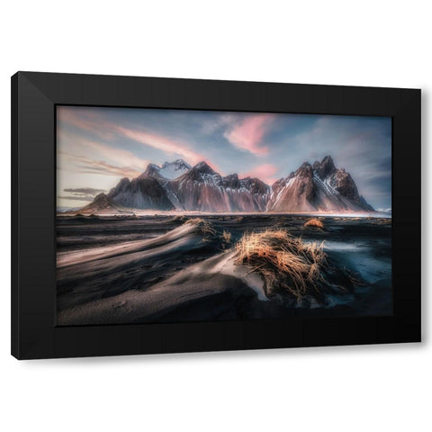 Vestrahorn Black Modern Wood Framed Art Print with Double Matting by Haaksma, Piet